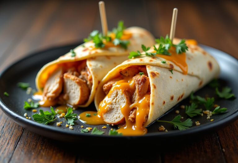 Great Cheesy Garlic Chicken Wraps Recipe