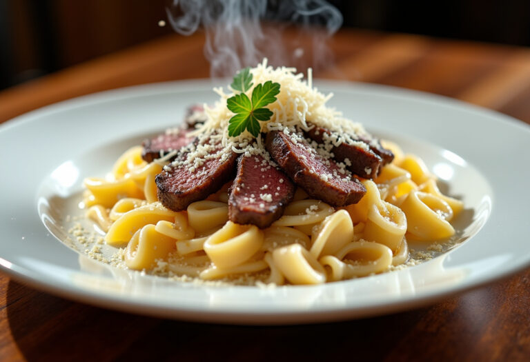 Beef And Bowtie Pasta With Alfredo Sauce Recipe