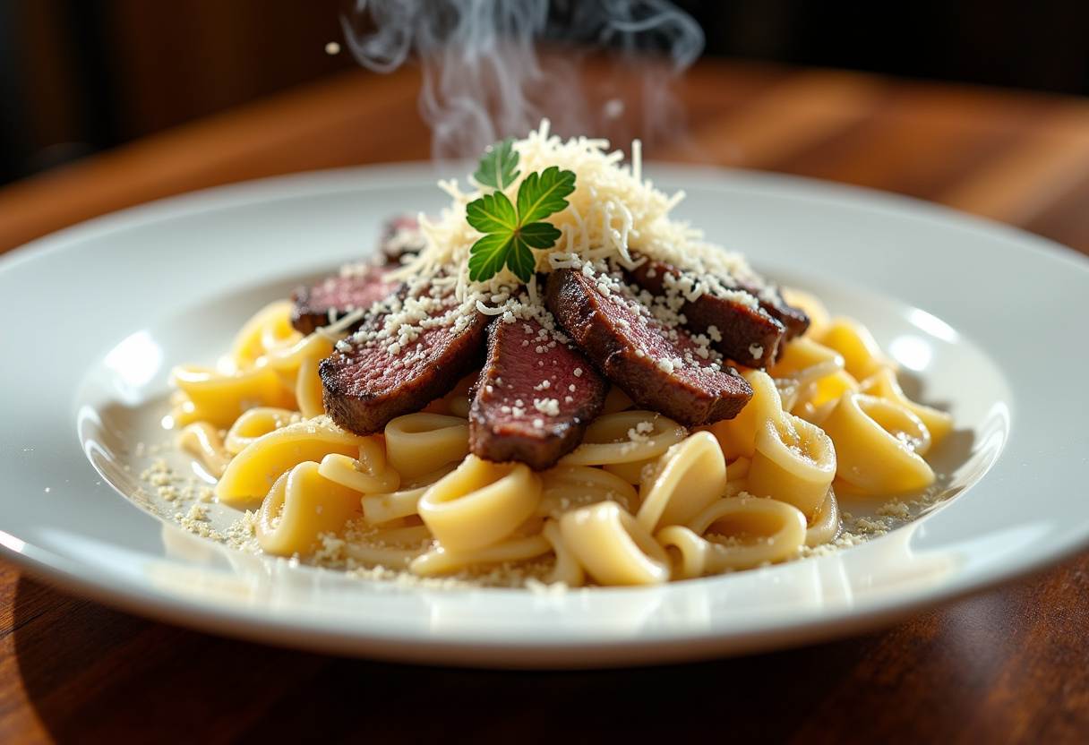 Beef And Bowtie Pasta With Alfredo Sauce Recipe