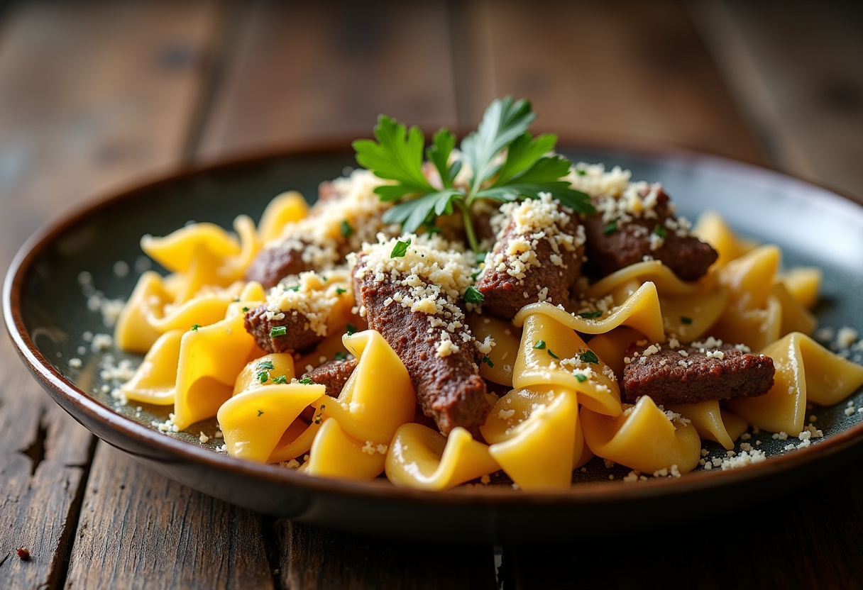 Cheesy Beef And Bowtie Pasta In Garlic Butter Recipe