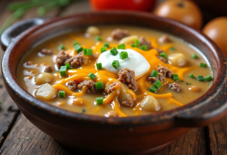 Cheesy Hamburger Potato Soup Recipe