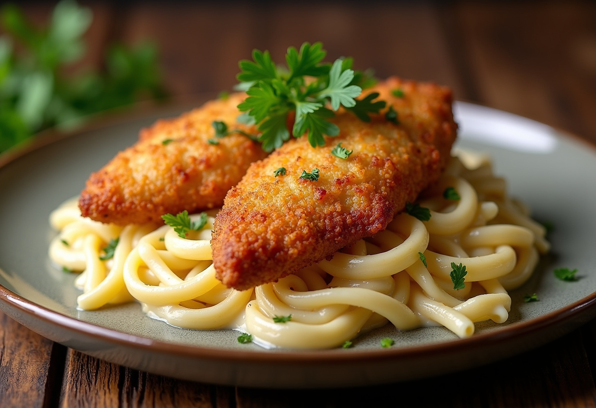 Crispy Chicken With Creamy Pasta Recipe