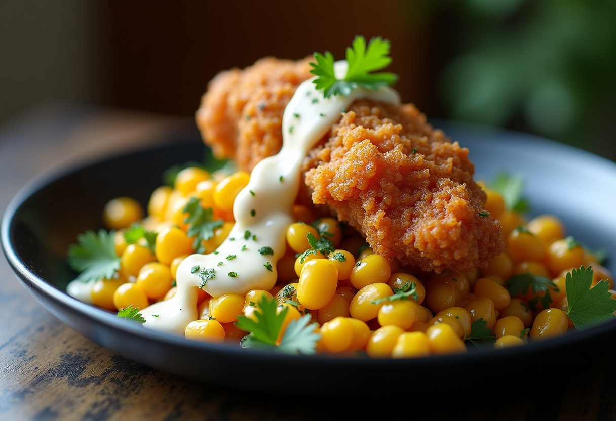 Fried Chicken Street Corn Taco With Jalapeno Lime Ranch Recipe