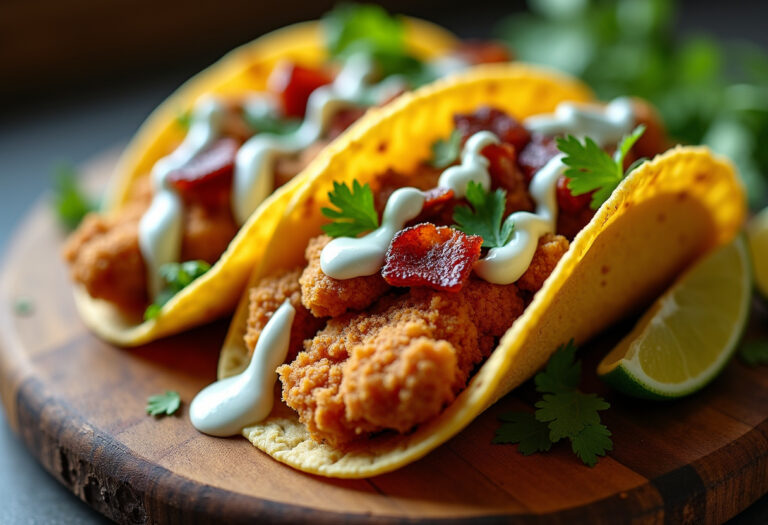 Fried Chicken Street Corn Tacos With Bacon And Jalapeno Lime Ranch Recipe