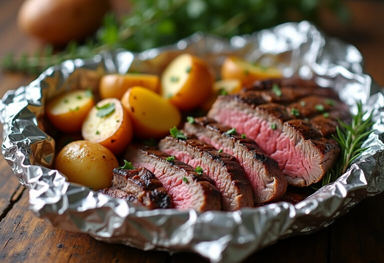Garlic Steak & Potato Foil Packets Recipe