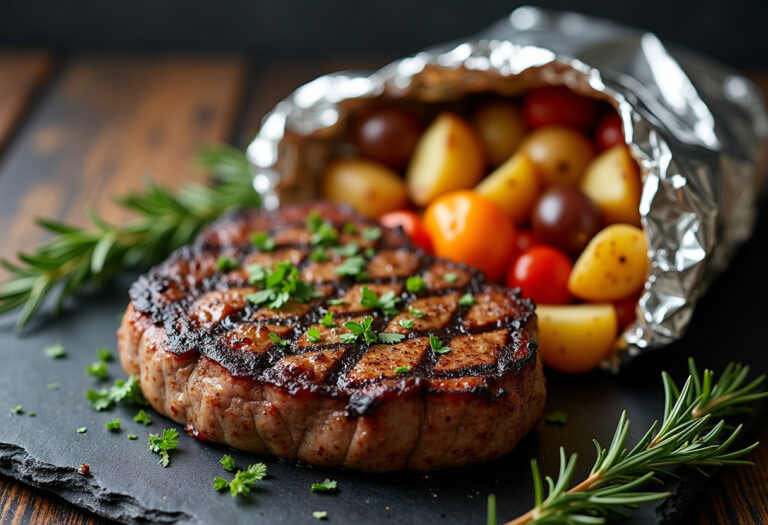 Garlic Steak & Potato Foil Packets Recipe