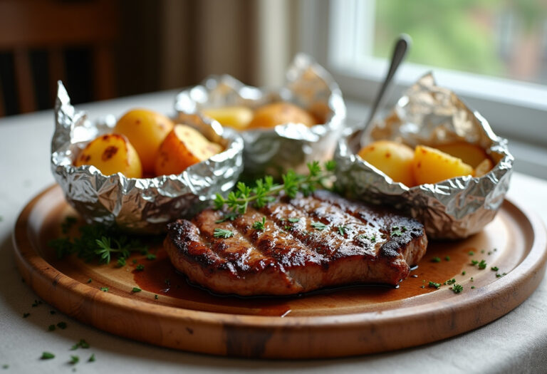 Garlic Steak & Potato Foil Packets Recipe