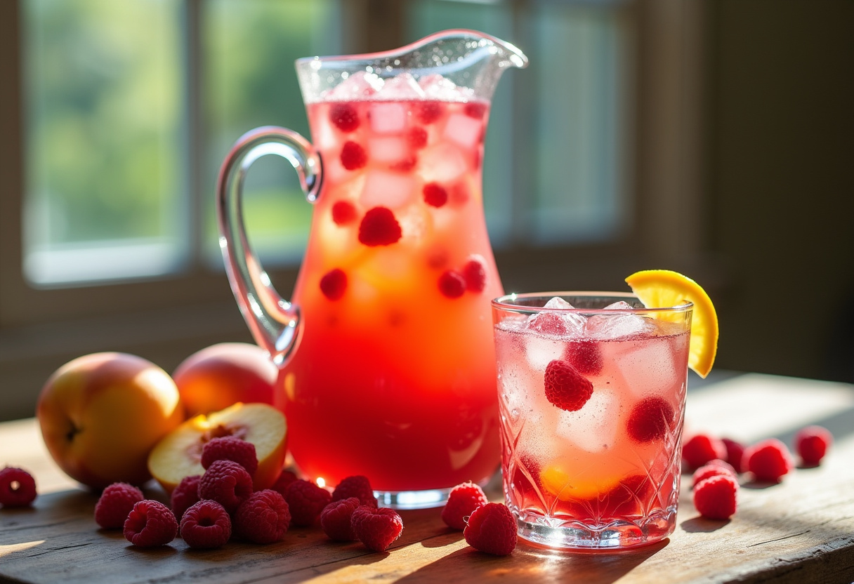 Homemade Raspberry Peach Lemonade Recipe