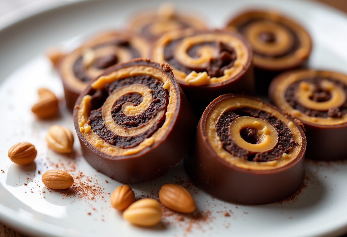 No Bake Chocolate Peanut Butter Pinwheels Recipe