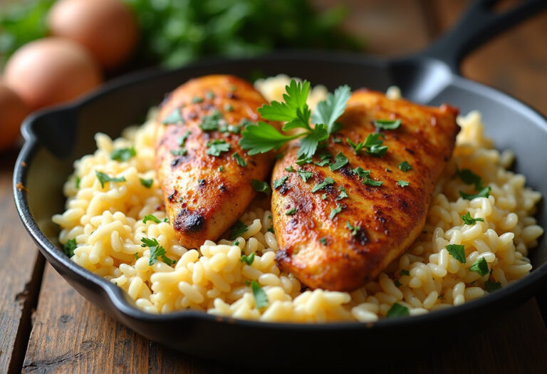 One-pan Creamy Parmesan Chicken & Rice Recipe