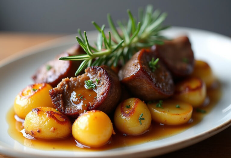 Slow Cooker Garlic Butter Beef Bites & Potatoes Recipe