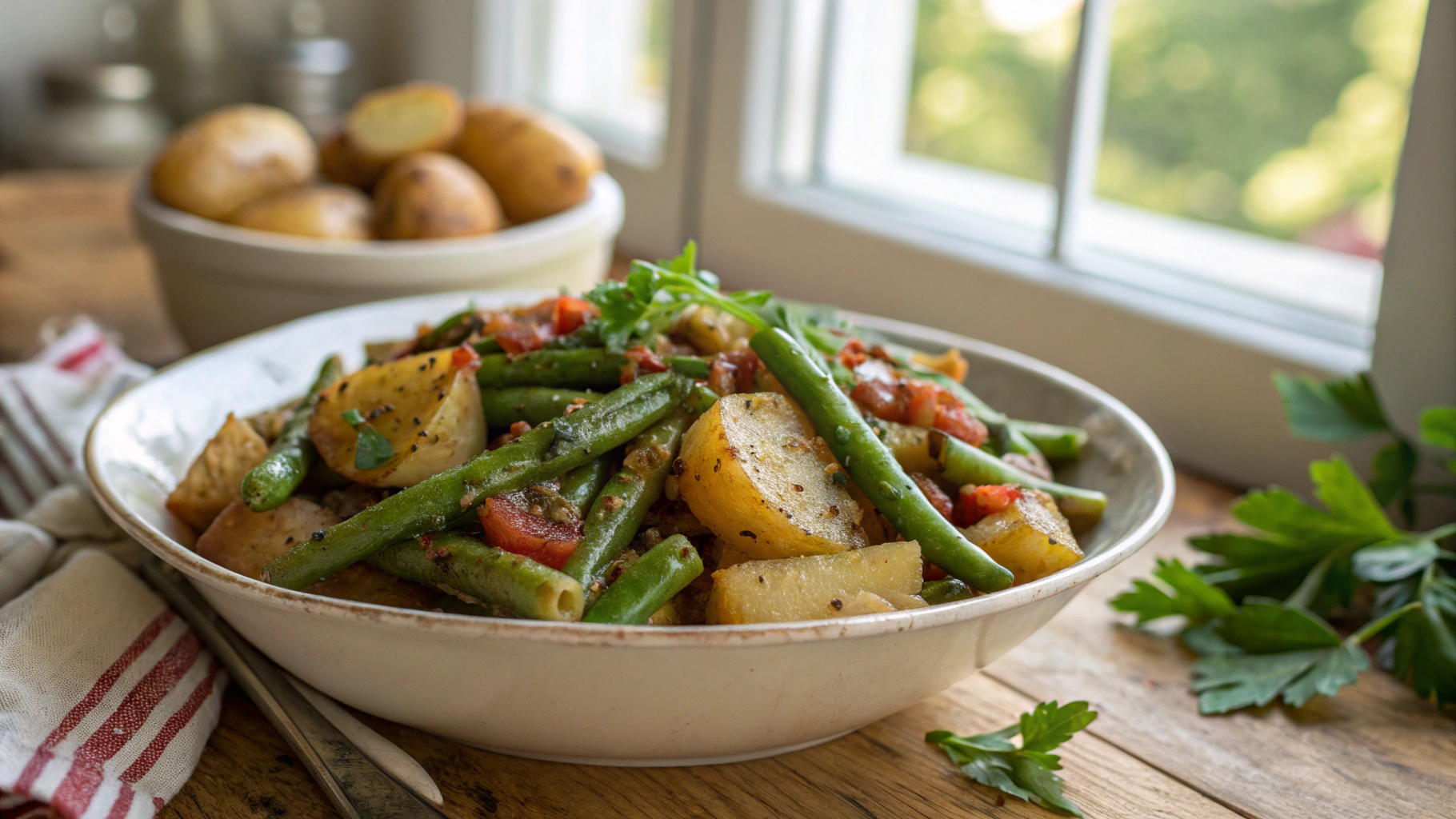 Cajun Smothered Green Beans and Potatoes Recipe