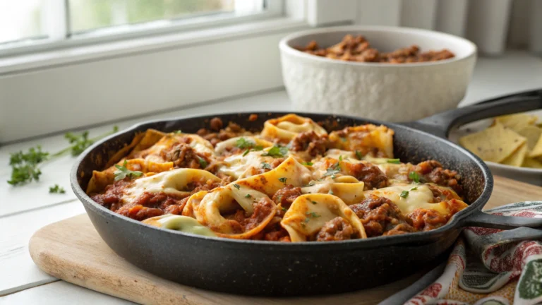 Cheesy Beef Enchilada Tortellini Skillet Recipe
