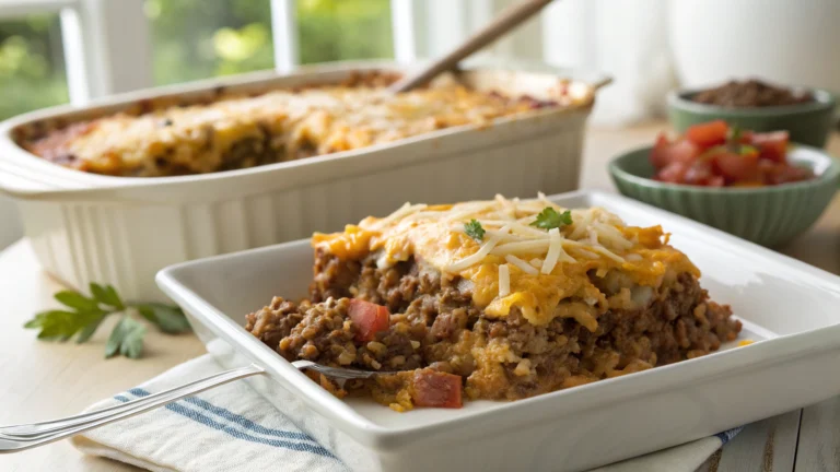 Cheesy Ground Beef and Rice Casserole Recipe