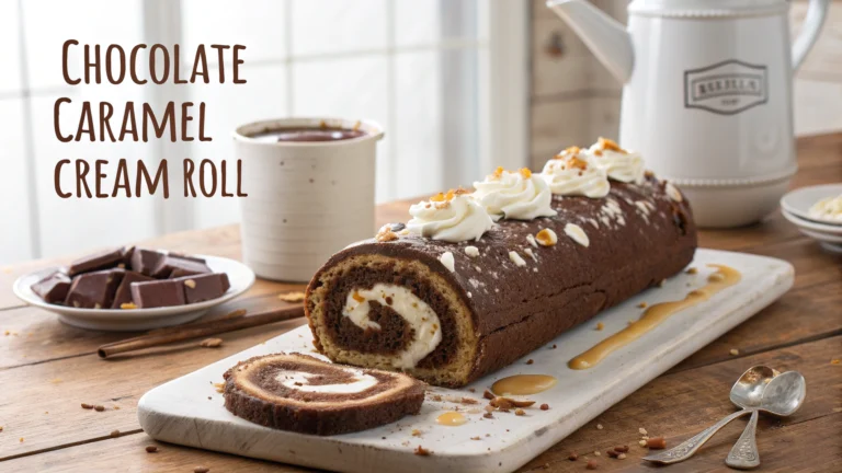 Chocolate Caramel Cream Roll Recipe