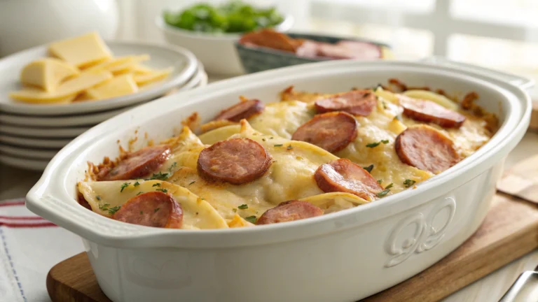 Crockpot Pierogi Casserole With Kielbasa Recipe