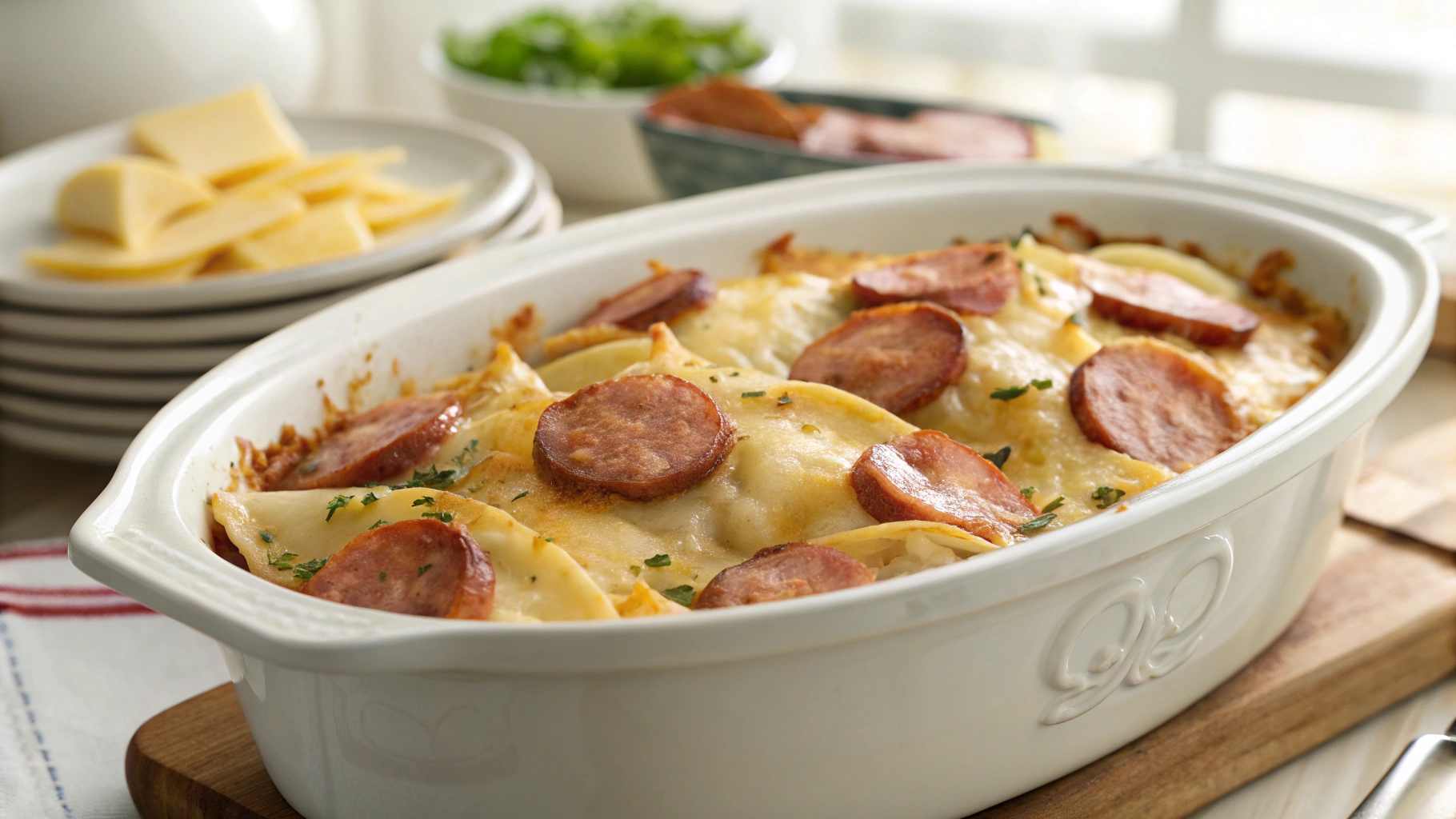 Crockpot Pierogi Casserole With Kielbasa Recipe