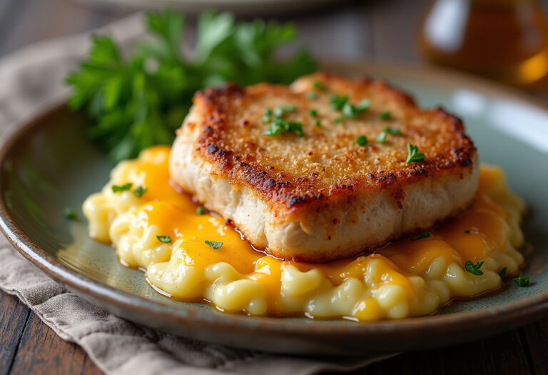 Garlic Parmesan Pork Chops With Cheesy Scalloped Potatoes Recipe
