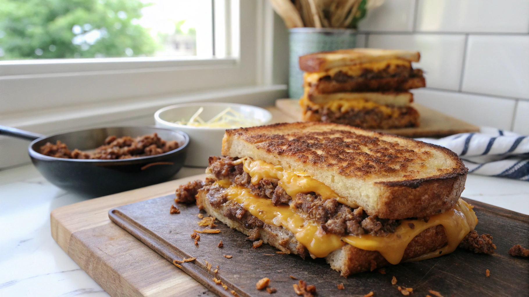 Ground Beef Grilled Cheese Sandwich Recipe