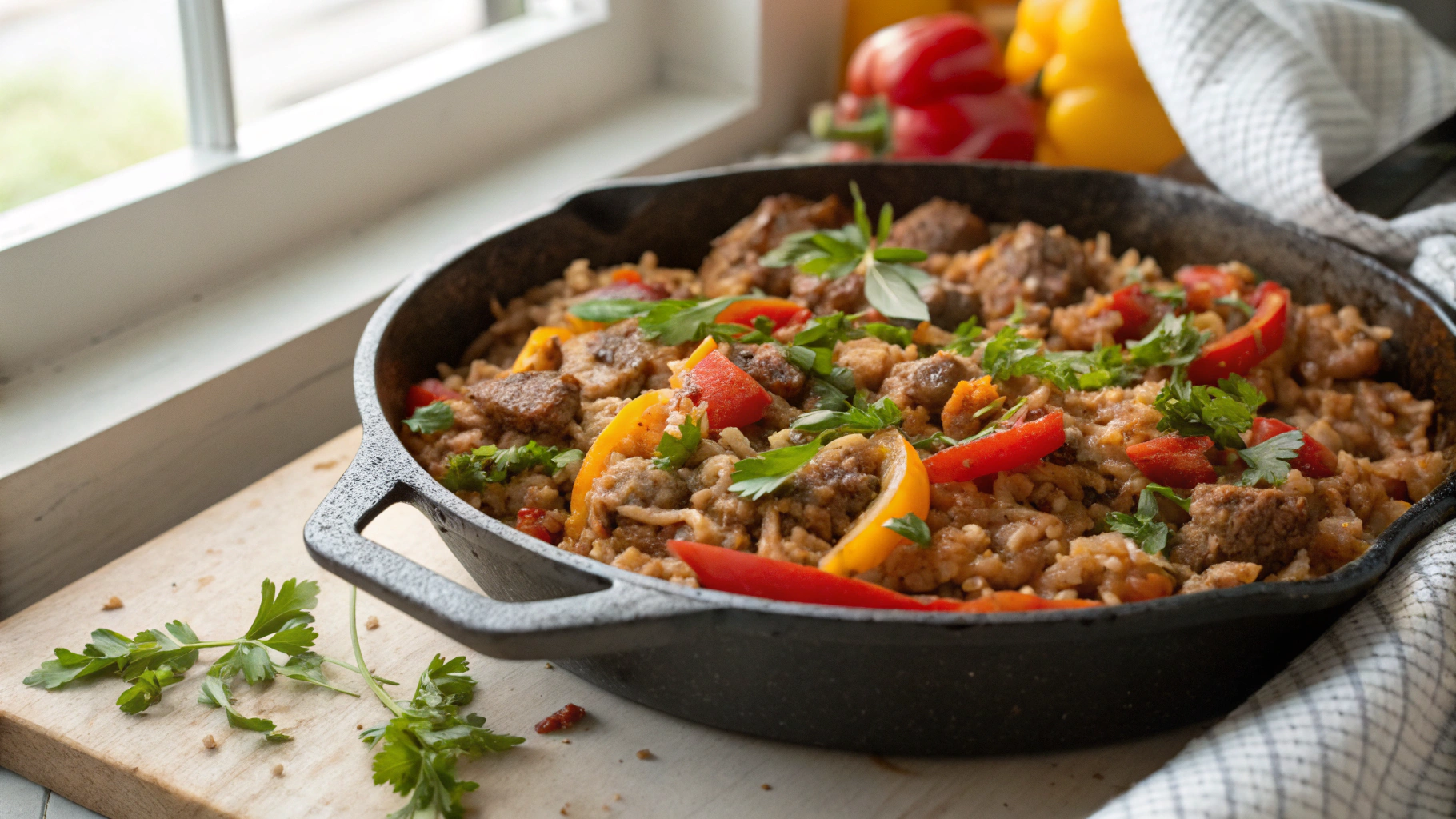 Ground Sausage And Rice Skillet Recipe