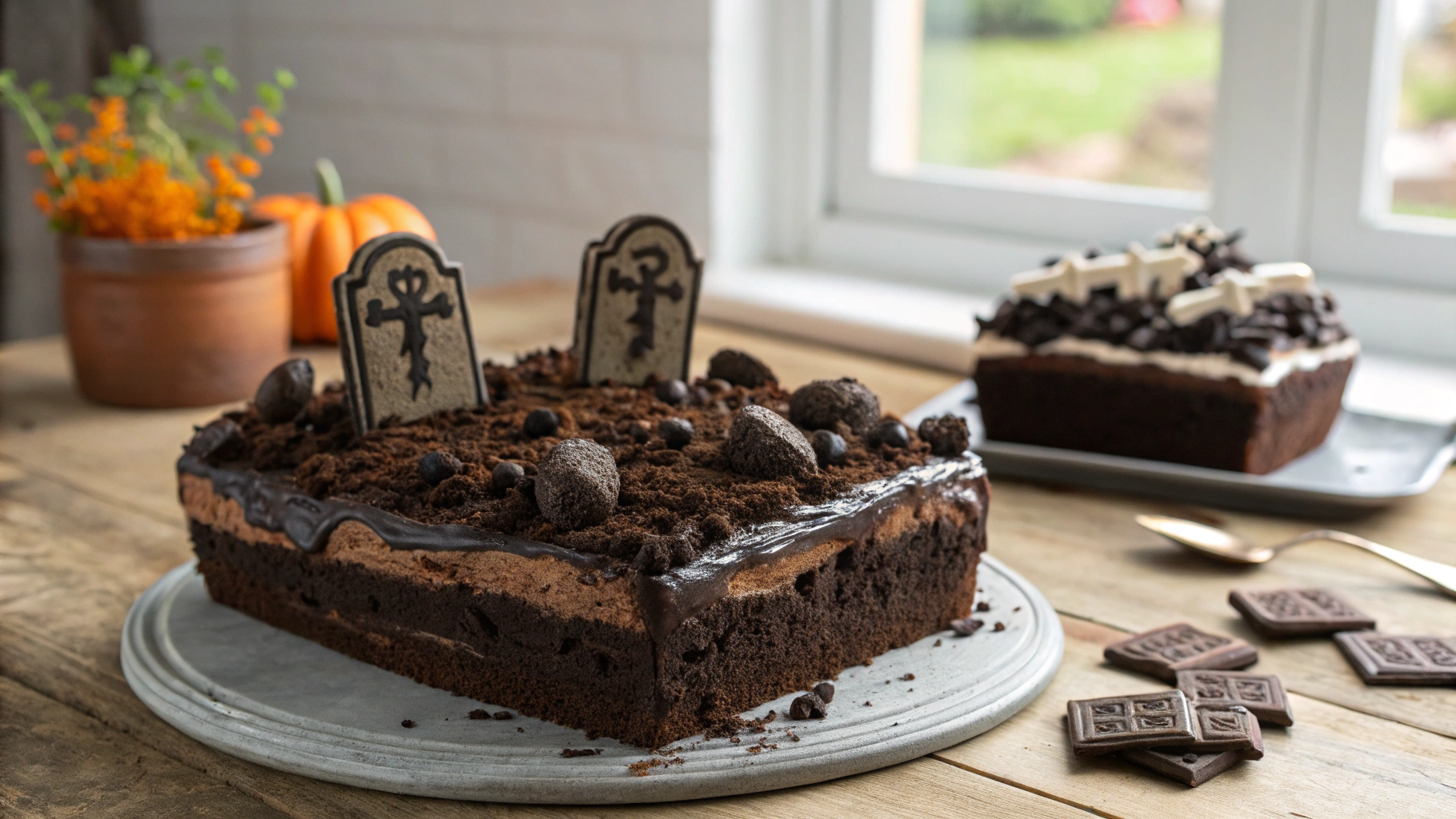 Halloween Graveyard Chocolate Poke Cake Recipe