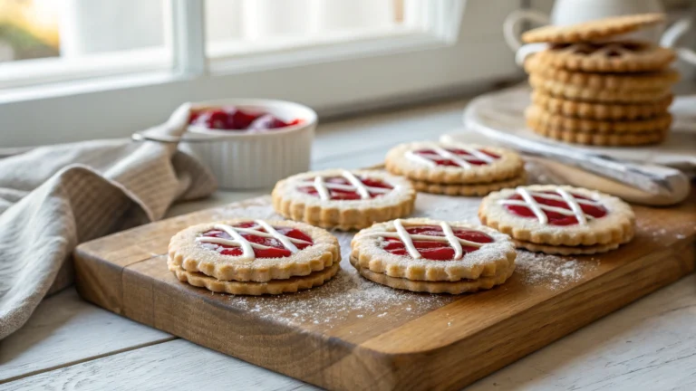 Iced Cherry Almond Linzer Cookies Recipe