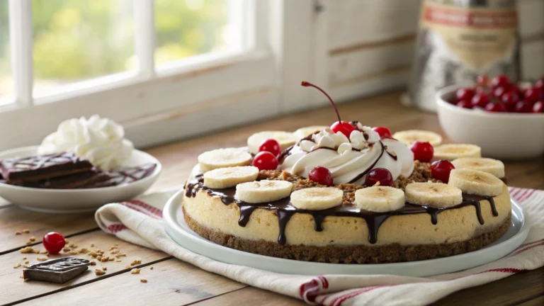 Nobake Banana Split Cheesecake Recipe