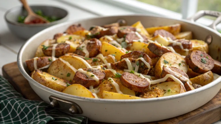 One Pan Cheesy Ranch Potatoes And Sausage Recipe