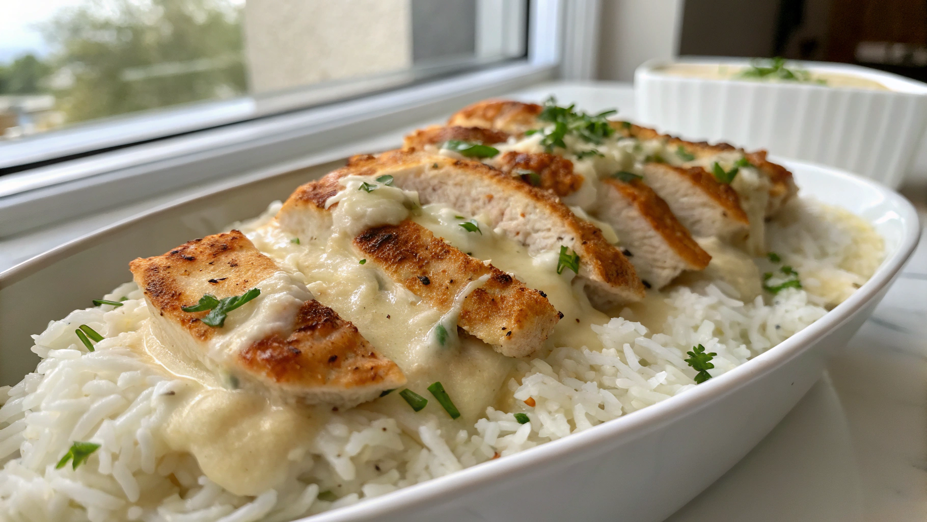 Onepan Creamy Parmesan Chicken and Rice Recipe