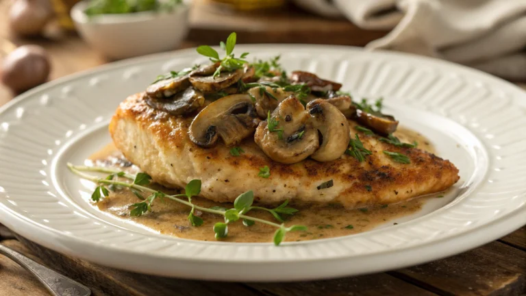 Skillet Asiago Chicken and Mushrooms