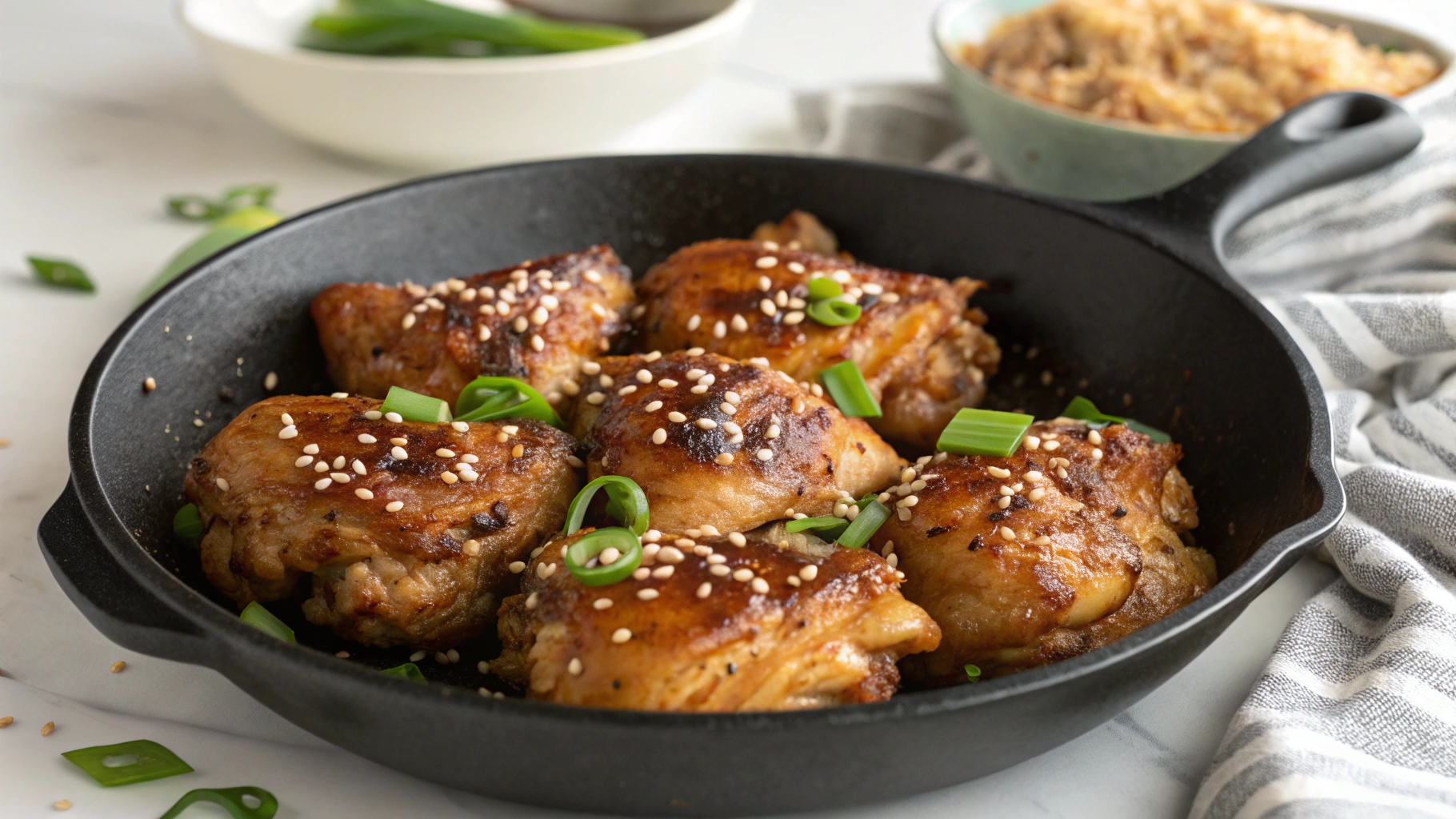 Skillet Bang Bang Chicken Thighs Recipe