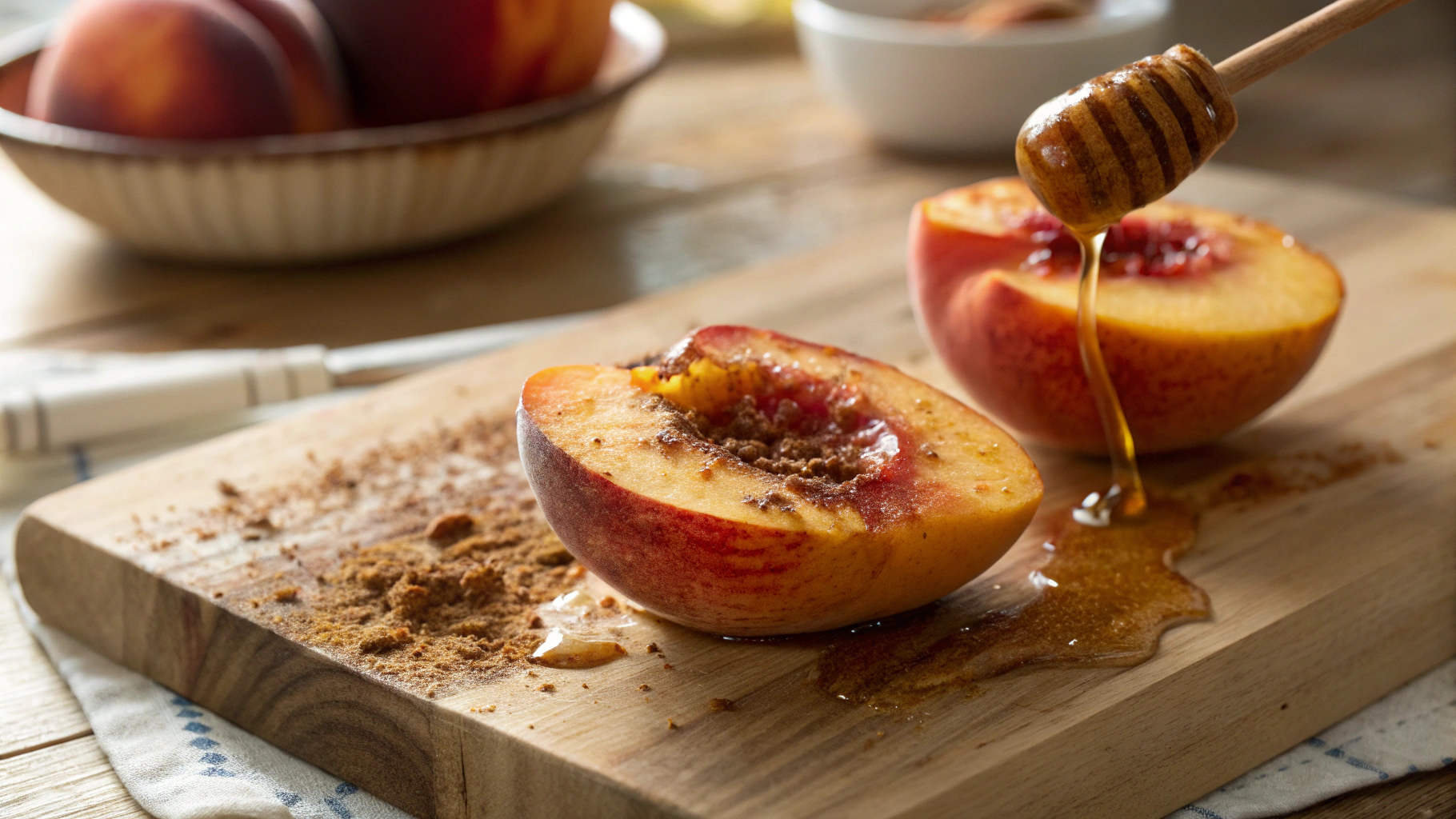 Summer Baked Peaches with Cinnamon and Honey Recipe