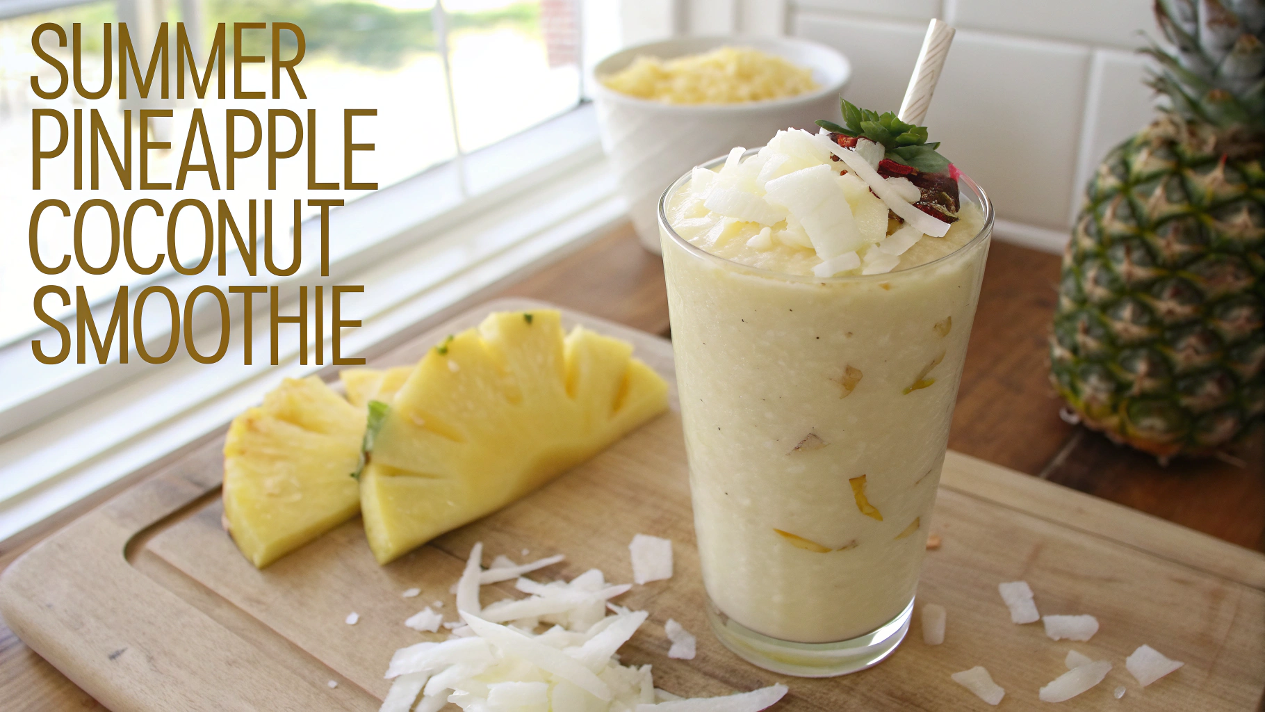 Summer Pineapple Coconut Smoothie Drink Recipe