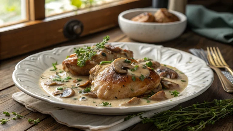 Chicken Thighs With Creamy Mushroom Garlic Sauce Recipe