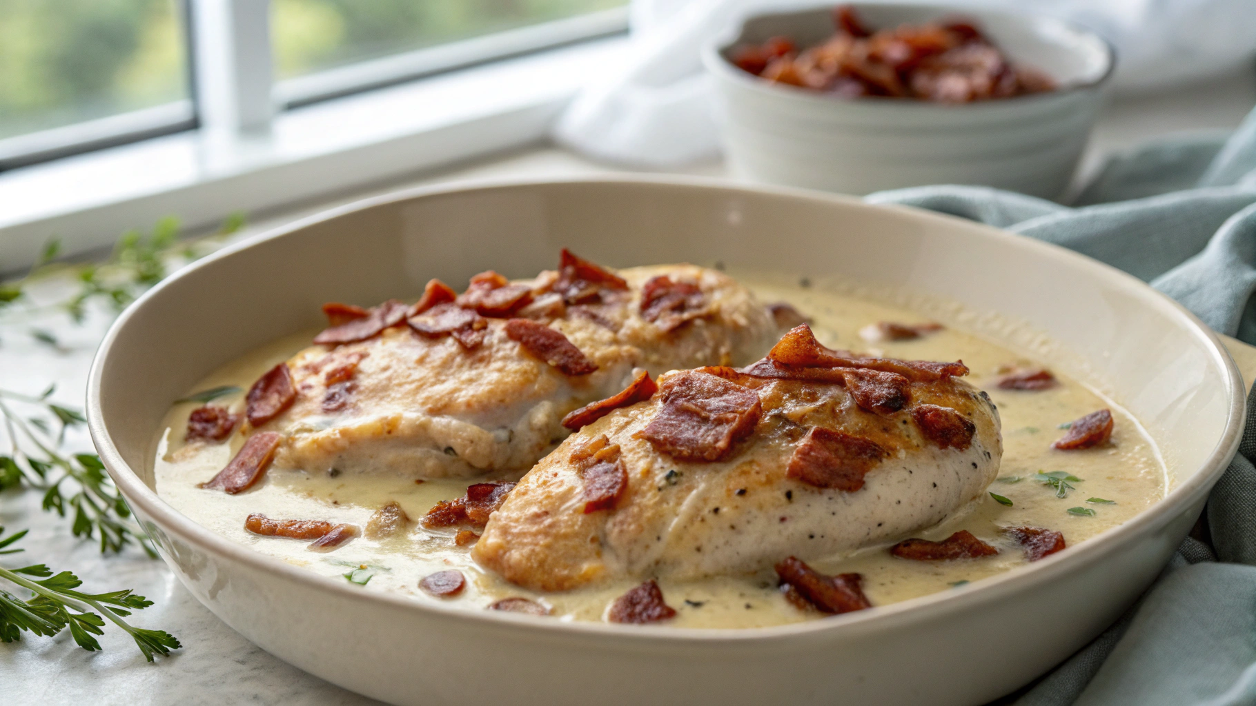One Pan Creamy Bacon Chicken Recipe