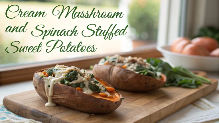 Creamy Mushroom and Spinach Stuffed Sweet Potatoes