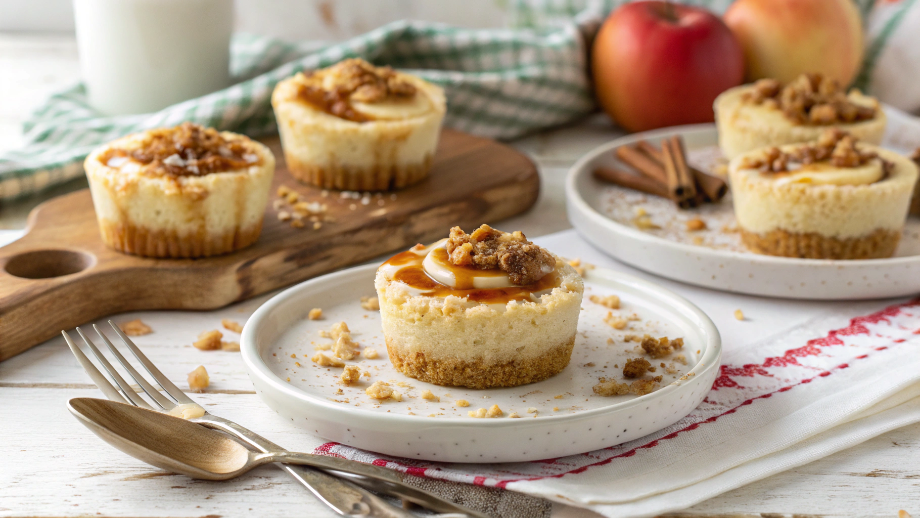 Easy Apple Crisp Mini Cheesecakes
