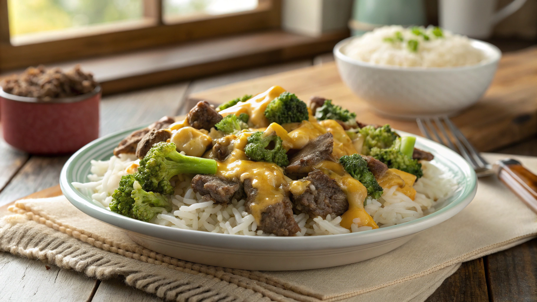 Cheesy Beef Broccoli and Rice
