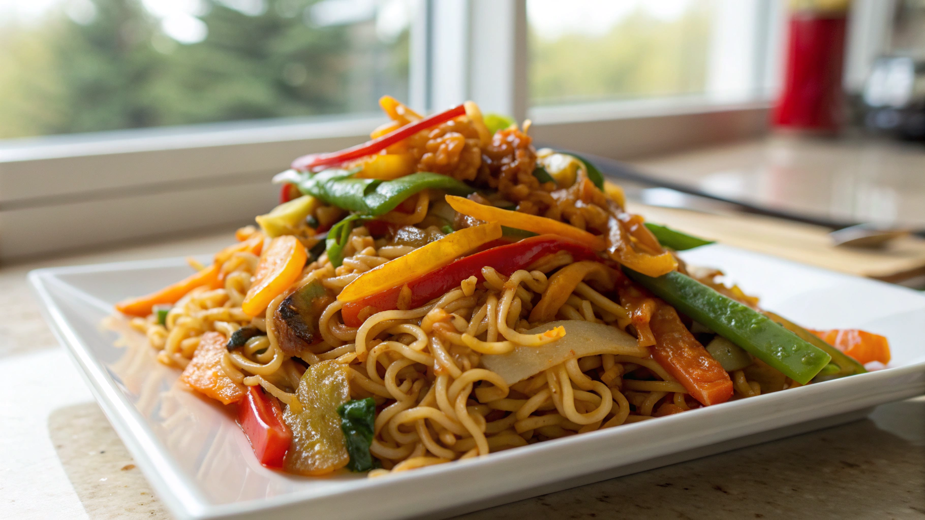 Sweet and 038 Spicy Ramen Noodle Stir Fry