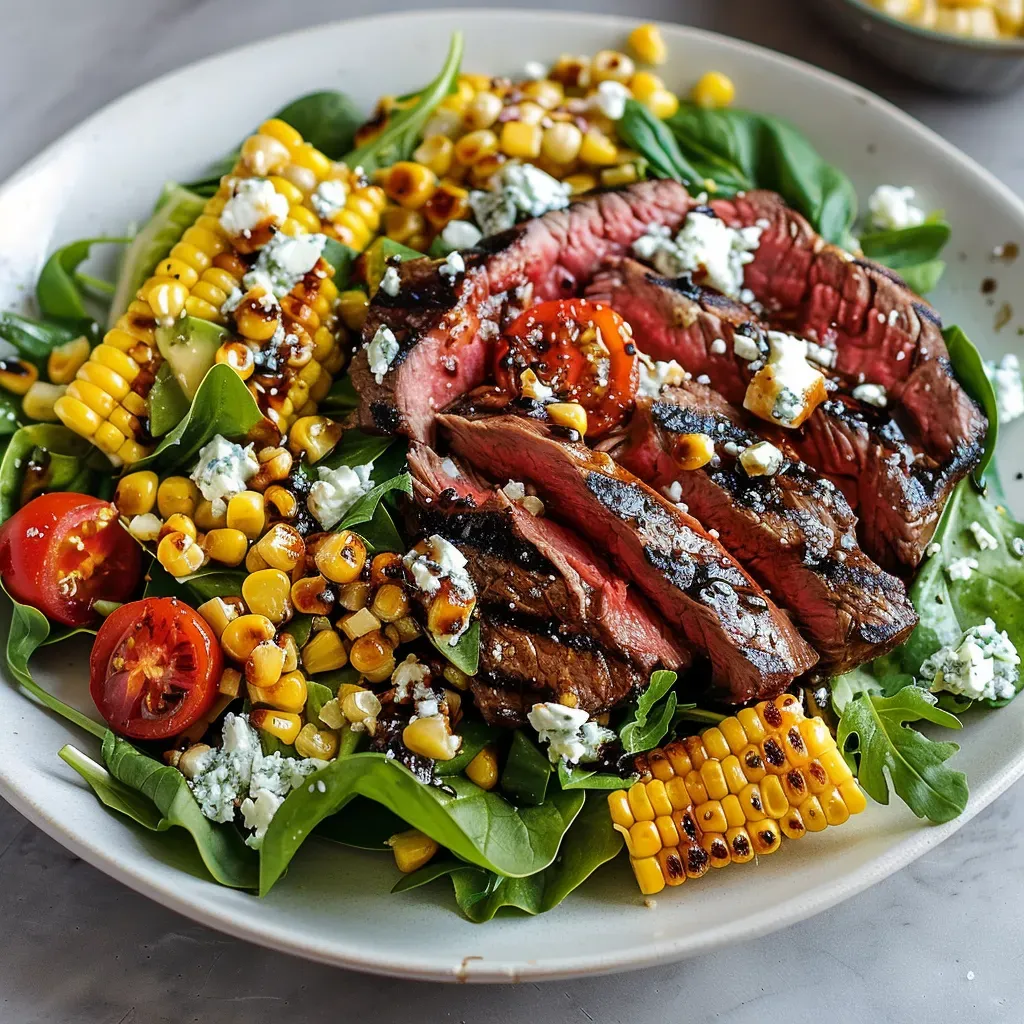 Balsamic Steak Gorgonzola Salad: Grilled Corn Recipe