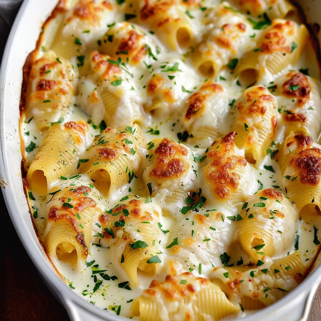Cheesy Chicken Alfredo Stuffed Shells Recipe