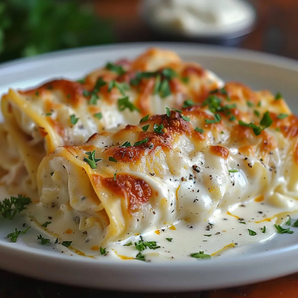 Creamy Chicken Alfredo Lasagna Roll-Ups