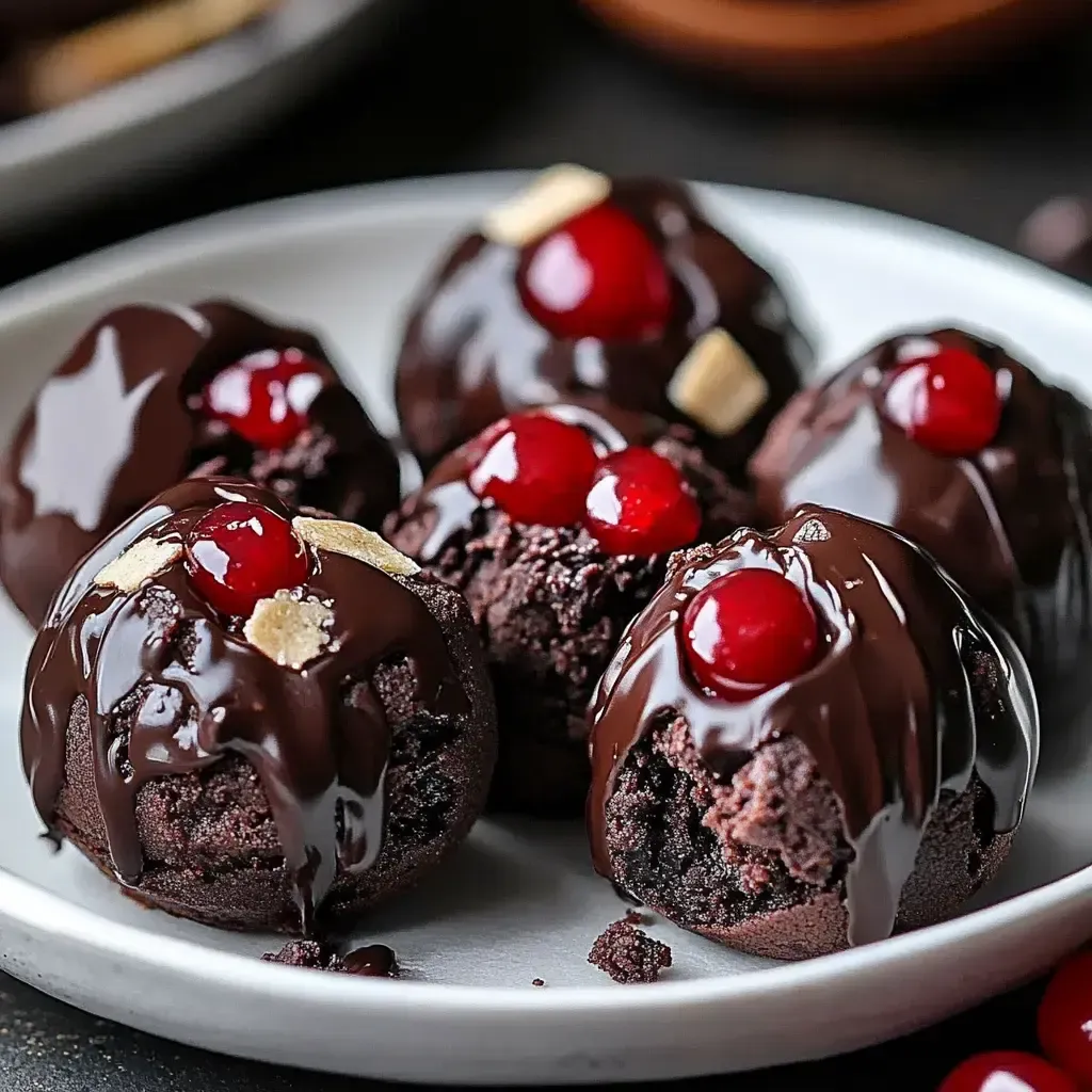 Decadent Black Forest Cookie Dough Brownie Bombs