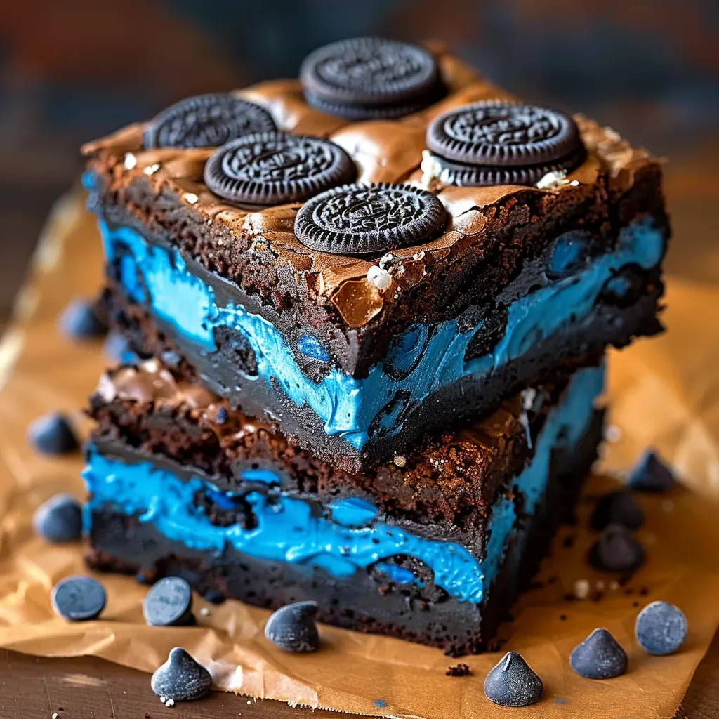 Decadent Blue Velvet Oreo Brownies