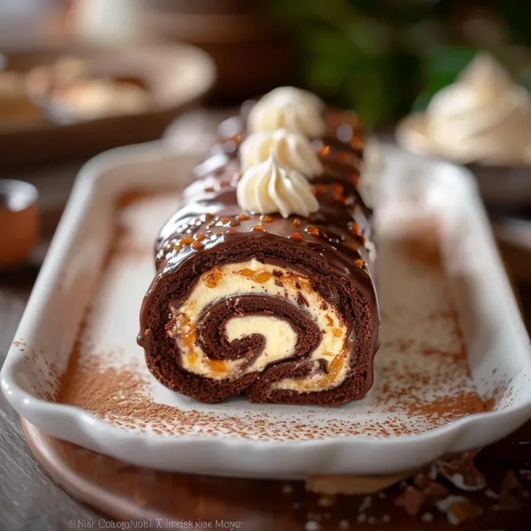 Decadent Chocolate Caramel Cream Roll Recipe