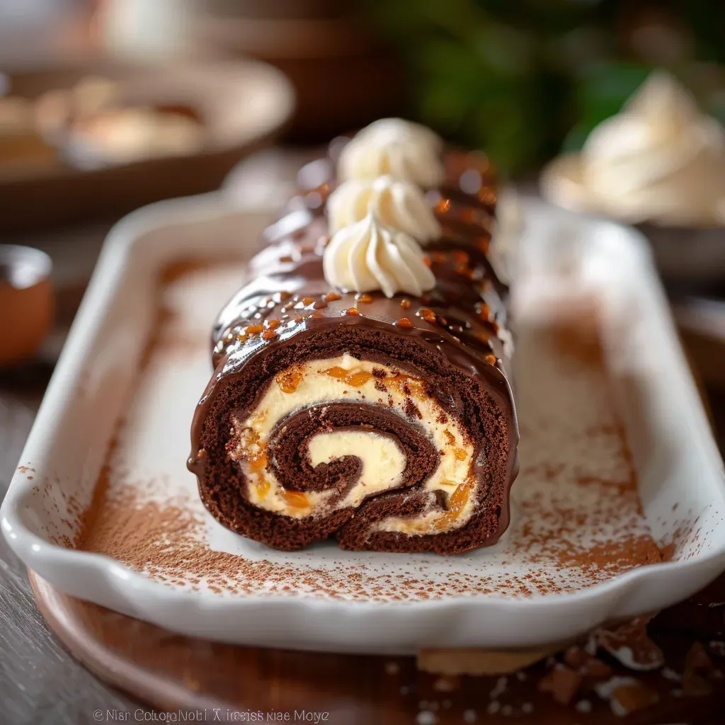 Decadent Chocolate Caramel Cream Roll Recipe