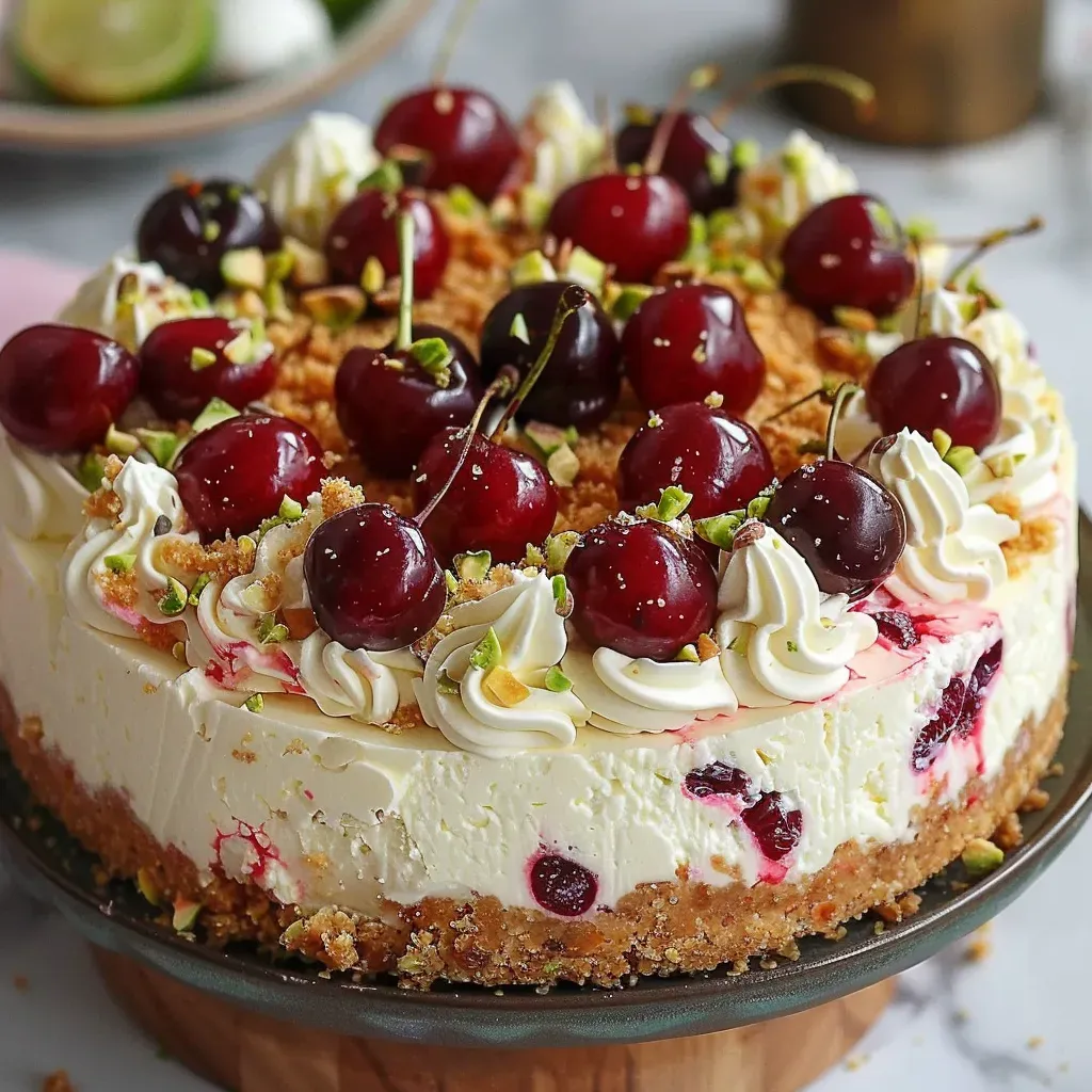 Delicious Lemon Lime Cherry Pistachio Cheesecake Recipe