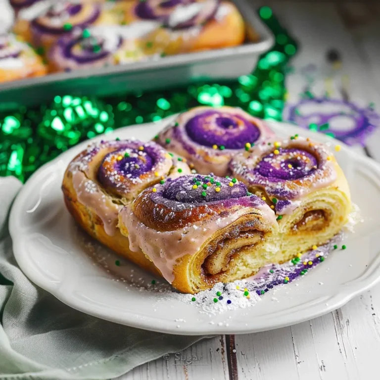 Delicious Mardi Gras King Cake Cinnamon Rolls