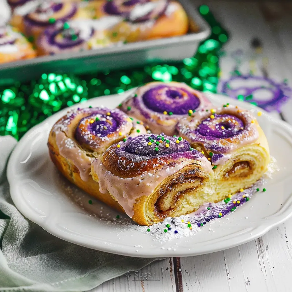 Delicious Mardi Gras King Cake Cinnamon Rolls