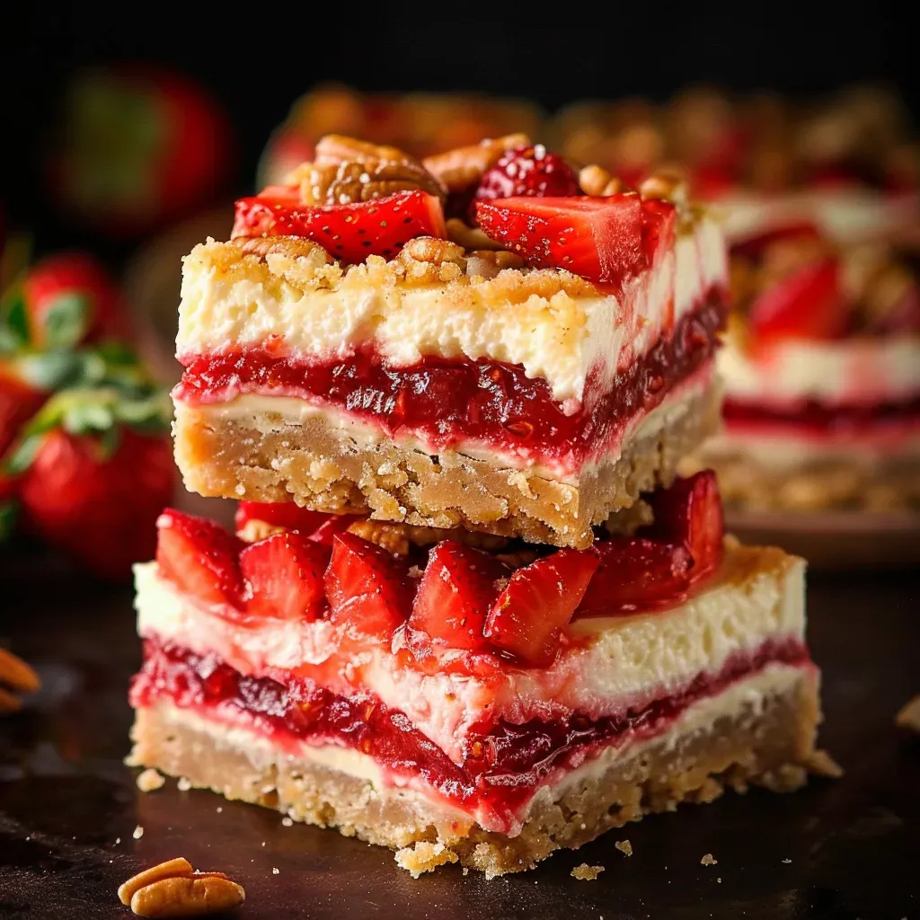 Delicious Strawberry Rhubarb Cheesecake Bars Recipe